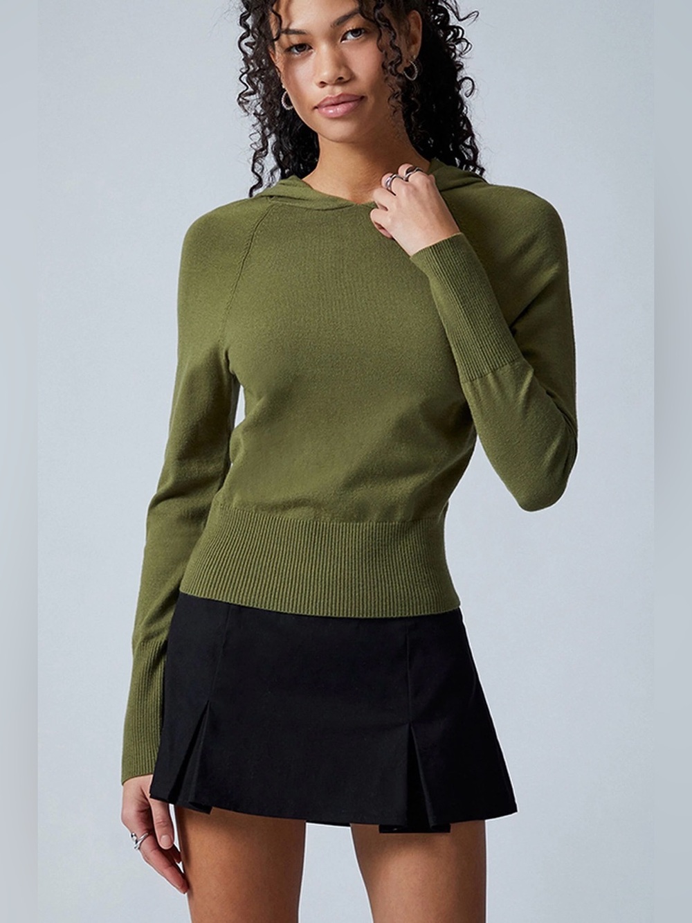 Third Charm Riley Knit Hoodie Olive Green Size L PacSun